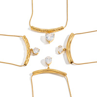 Collier Pendentif en Or 18K PVD et Zircon Cubique pour Femme, en Acier Inoxydable, Cercle Géométrique Minimaliste, Luxe Léger, Quotidien, Cadeau Serpent