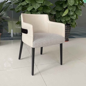 Chaise Leag en bois noir siège de selle chaise de salle à manger dos tissu rembourré meubles de maison en cuir d'origine moderne - Product Image 2