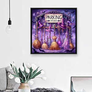 Spedizione Rapida Songwoo: Cappello da Mago Viola con Pipistrello Magico, Decorazione con Diamanti 5D Fai-da-Te, Pittura Diamantata per Halloween - Product Image 4