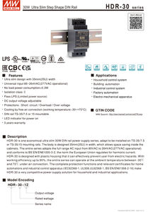 Alimentatore su Guida DIN Mean Well HDR-30-24 30W 24V 1.3A per Sistemi di Controllo PLC e Dispositivi Sensore - Product Image 5