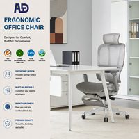 Chaise de bureau ergonomique en maille avec vérin à gaz de classe 4, accoudoirs 3D et siège en PU, pivotante, pour espace de travail (vente en gros)
