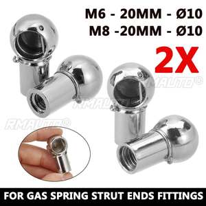 2pcs Universal Silver M6 M8 <b>Boot</b> Bonnet Trunk Gas Strut End Fitting Ball Pin Joint Valve <b>Spring</b> Holders - Product Image 1