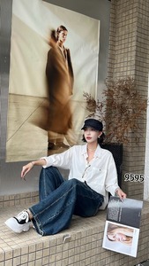 <span class=keywords><strong>Jeans</strong></span> da Donna a <span class=keywords><strong>Vita</strong></span> <span class=keywords><strong>Alta</strong></span> e Gamba Larga <span class=keywords><strong>in</strong></span> Denim Lavato, Casual e alla Moda, ad Asciugatura Rapida e Traspiranti, Taglie Plus, Vendita all'Ingrosso - Product Image 4