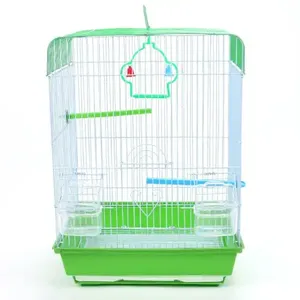Productos para mascotas en stock, jaula para pájaros con parte superior plana, jaula para pájaros de alambre, casa colgante con alimentador exterior, <span class=keywords><strong>bebedero</strong></span> y bandeja extraíble, 12 piezas - Product Image 1