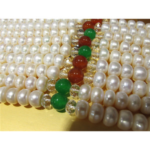 Collier de perles rondes de 9-10 mm avec perles d'agate rouge et verte, à porter au quotidien, unisexe - Product Image 4