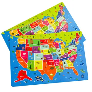 아이들을위한 교육 장난감 아이들을위한 세계지도 미국 단어지도 직소 퍼즐 지리적인지 영어지도
