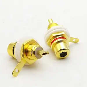 Panel Mount Gold Plated RCA Female plug Jack Audio Socket Amplifier Chassis Phono Connector with nut solder cup