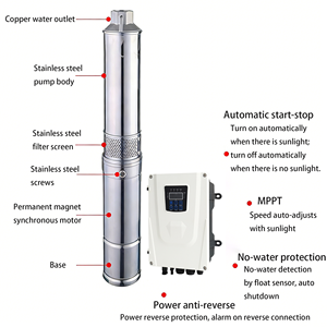 Pompe solaire centrifuge en acier inoxydable QY 4JC16-114-D220/2200 3300W, hauteur de refoulement 114m, débit 16m³/H |   Sortie haute pression de 1,25 pouces |   DC 48V - Product Image 2