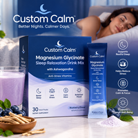 Mélange en poudre de supplément personnalisé au glycinate de magnésium pour la relaxation et le sommeil, avec Ashwagandha et vitamines anti-stress
