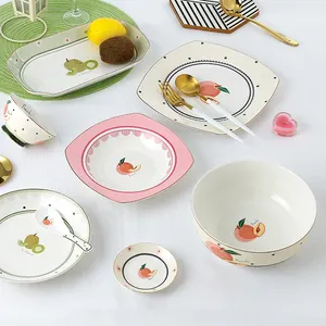 High quality fresh cute plate dinnerware set porcelain ware dinner plate ceramic plates porcelain bowl dishes
