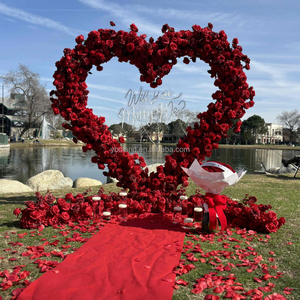 Arche de mariage romantique en forme de cœur H18, fond en tissu à fleurs artificielles, accessoires de décoration pour fêtes et cérémonies - Product Image 3