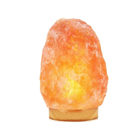 Lampe en sel rose de l'Himalaya naturel de 1-2 kg, lampe en cristal de sel de roche de l'Himalaya avec base en bois