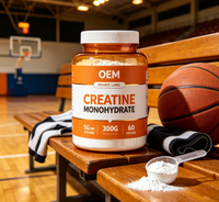Créatine Monohydrate en Poudre OEM 300g Haute Pureté Supplément Adulte Croissance Musculaire Énergie Endurance Soutien Immunitaire Sans Arôme Facile à Préparer