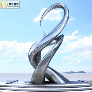 Sculpture en acier inoxydable Jiahua, art décoratif géométrique abstrait, colonne irrégulière à poser au sol, pour extérieur - Product Image 5