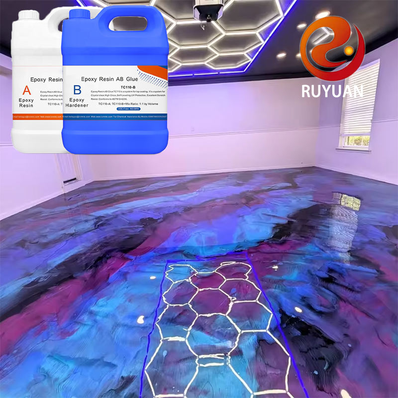 Epoxy Resin Two-Component Adhesive Pure Transparent Metallic Floor ...
