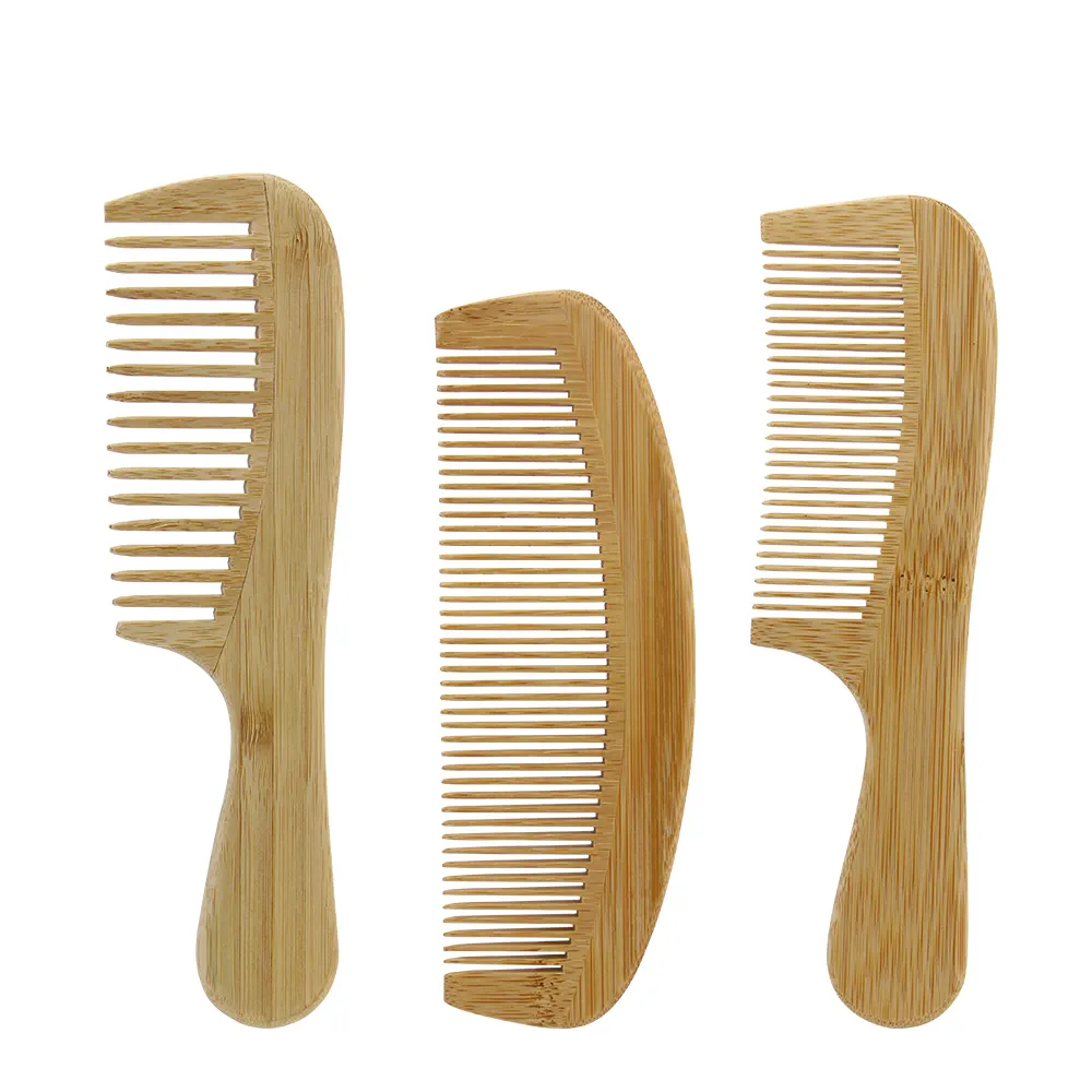 Chinese culture bamboo hair comb long handle thick design hair styling tool hair grow brush 3 pcs