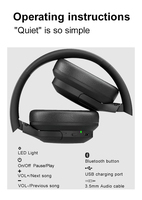 Casque Bluetooth à réduction de bruit supra-auriculaire, design confortable, batterie de 30 heures, ANC, réduction de bruit sans fil