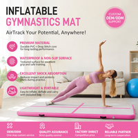 Tapis d'air gonflable rose directement de l'usine, tapis de gymnastique gonflable stable avec technologie Drop Stitch