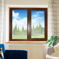 Ventanas y puertas abatibles de vidrio triple personalizadas Penjoy, ventana moderna de UPVC para cocina y uso exterior, vidrio templado