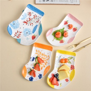 Creativo calzino stile porcellana a forma di piatto in ceramica dipinto a mano Di Natale piatto di frutta per la casa semplice piccola cena piatto - Product Image 3
