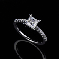 Bague en Moissanite de Qualité Supérieure, Coupe Princesse Couronne, en Argent Sterling 925, Meilleure Vente, pour Femme, Cadeau Bijou