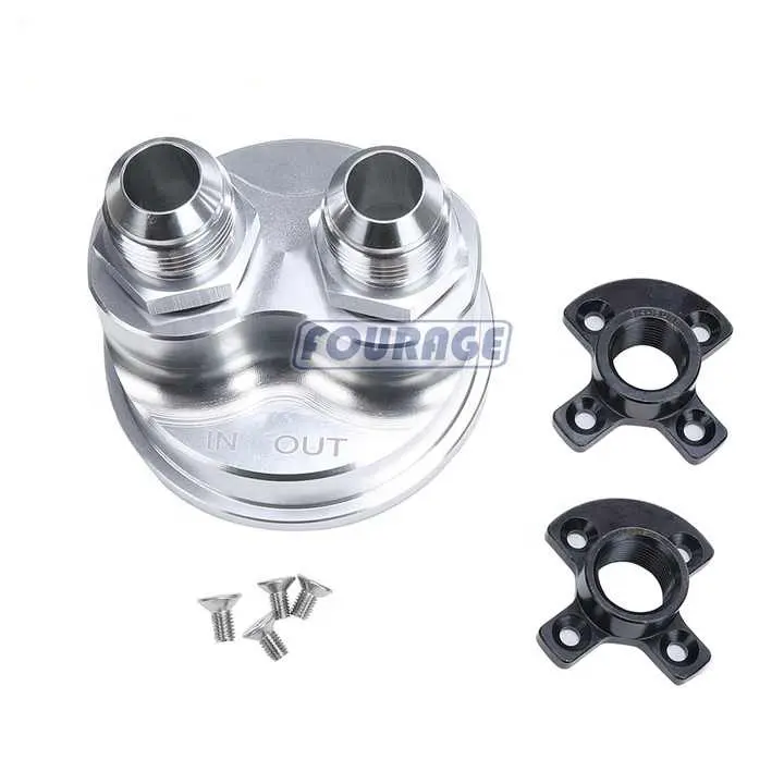 Aluminum AN10 Oil Cooler Adapter Engine Oil ByPass Block fits for Oil Cooler Kit with M20 x 1.5 Thread Steel Adaptor Block