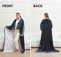 Couverture chauffante portable avec manches, couverture électrique douillette pour le bureau et la maison, lavable en machine, en flanelle et sherpa