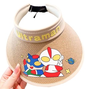Chapeau de soleil pour enfants, dessin animé Ultraman, en paille tressée, réglable, à large bord, pour garçons, super mignon - Product Image 5