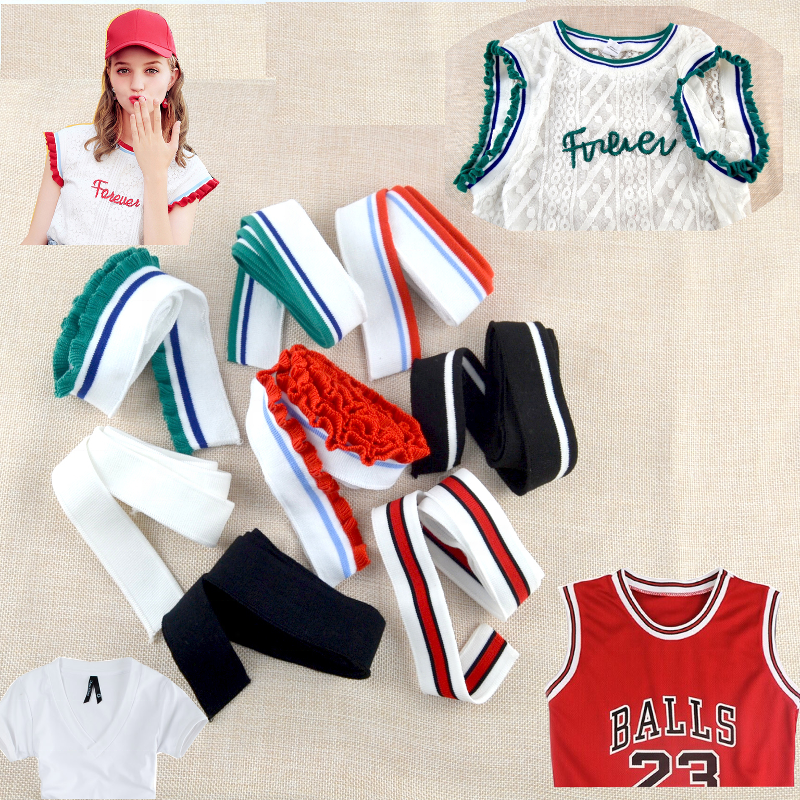 Эластичного хлопка уникальный дизайн цветок с манжетами в рубчик, вышитая ткань