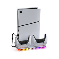 Support de refroidissement pour console Pro/Slim avec éclairage coloré, station de charge pour manettes et rangement pour casque, en ABS