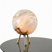Lampe de table en cuivre espagnol et pierre nuageuse, lampe de chevet pour salon, LED, télécommande, intensité réglable, 2700K blanc chaud, lampe contemporaine