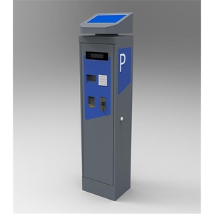 Horloge de stationnement solaire acceptant billets et pièces, avec structure en acier A3 et communication 3G/4G pour la gestion du stationnement en rue - Product Image 1