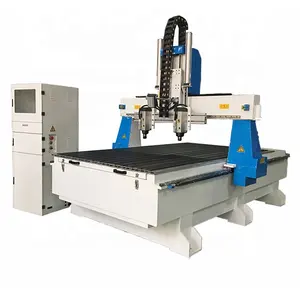 Multi heads 4 Axis Rotary 2 Heads Table Moving Cabinet Cnc Router Machine Program Cast Iron Trade