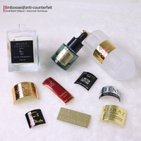 Autocollants personnalisés en métal aluminium doré holographique pour flacons de parfum avec impression sérigraphique, texte et logo sur mesure