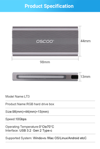 RGB Bạc M.2 NVMe Hợp kim nhôm bao vây SSD trường hợp Loại C USB 3.2 10Gbps Ổ cứng gắn ngoài trường hợp mô hình LT3 máy tính - Product Image 6