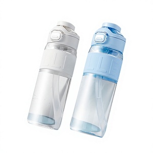 Nueva Botella de Agua de Tritán de Doble Uso con Pajita y Funda de Silicona, Asa Portátil, para Estudiantes, Deportes y Fitness - Product Image 1