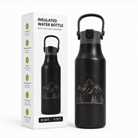 Botella de Agua Aislada de 24 oz con Logotipo Personalizado, Libre de BPA, Tapa con Cierre, Recubrimiento en Polvo, Acero Inoxidable, para Viajes, Gimnasio, Escuela, Regalo
