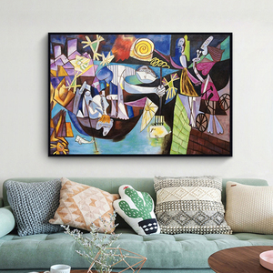 100% handpainted Pablo Picasso của phụ nữ algiers sơn dầu vải tường nghệ thuật trừu tượng chân dung kỹ thuật số khung cho phòng khách nhà - Product Image 3