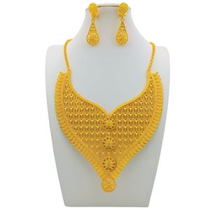 Ethnic 22k Gold Plated Crystal Trendy Flower Bridal Wedding Women's Jewelry <b>Sets</b> Necklace Earrings Ring <b>Bracelet</b> Dubai Setting - Product Image 2