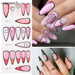 12 motifs de stickers pour ongles à l'eau, tendance 2023, autocollants pour manucure <span class=keywords><strong>française</strong></span>, sliders pour nail art, autocollants pour nail art de dessin animé - Product Image 2