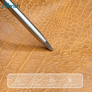 Telas de cuero reciclado Pvc con estampado de cocodrilo al <span class=keywords><strong>por</strong></span> mayor, hojas de <span class=keywords><strong>polipiel</strong></span> Rexine de <span class=keywords><strong>tela</strong></span> de toalla ecológica para bolsos y equipaje - Product Image 5