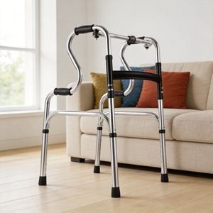 Déambulateur Yonghe Walker en alliage d'aluminium à double courbure réglable et antidérapant pour personnes âgées, utilisation en intérieur - Product Image 1