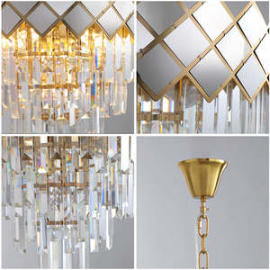 Lustres modernes de luxe en verre cristal K9 pour hôtel salon éclairage décoratif créatif avec télécommande tailles moyennes - Product Image 3