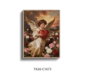 Tableau mural vintage Ange avec cœur, impression de <span class=keywords><strong>peinture</strong></span> à l'huile Jardin de roses romantique, décoration religieuse classique pour salon - Product Image 6