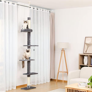 Struktur panjat lantai pohon kucing besar yang dapat diatur terbuat dari garuk dan kayu dan furnitur - Product Image 6