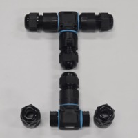 M20 Nylon T-Connector 2-Core 18AWG US Gauge IP68 Prise d'aviation étanche à trois voies avec applications d'alimentation USB à 3 broches En stock