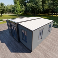 Maison conteneur extensible à double aile, personnalisée en usine, préfabriquée pour camping et hébergement temporaire