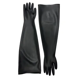 High Quality Acid And Alkali Resistant Imported Material Neoprene Rubber Glove Box Gloves For Chemical Treatment