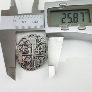 Collar con colgante de moneda del tesoro del doblón de pirata español europeo, cadena de acero inoxidable 304, fundición de Metal de estilo religioso - Product Image 5