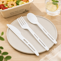 Couverts jetables compostables CPLA robustes de 7 pouces, résistants à la chaleur, ensemble fourchette, couteau, cuillère pour fêtes, plats à emporter et traiteur